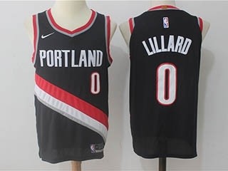 Blazers #0 Damian Lillard Black Nike Authentic Jersey