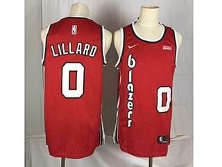 Nike Blazers Lillard #0 Red Throwback new Jersey