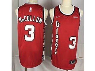 Nike Blazers #3 C.J. McCollum Red Throwback new Jersey