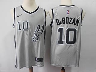 Spurs #10 DeMar DeRozan Gray Nike Swingman Jersey