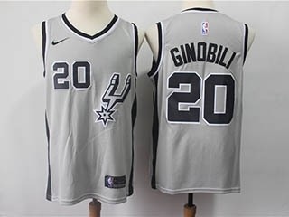 Spurs #20 Manu Ginobili Gray Nike Swingman Jersey