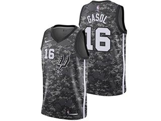 Spurs #16 Pau Gasol Black Camo City Edition Nike Swingman Jersey