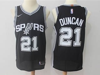 Spurs #21 Tim Duncan Black Nike Jersey