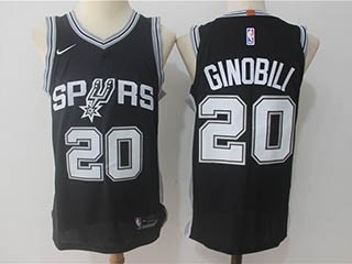 Spurs #20 Manu Ginobili Black Nike Jersey