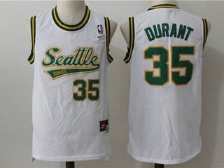 NBA Throwback Seattle SuperSonics Durant #35 White Jersey