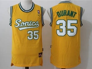 NBA Throwback Seattle SuperSonics Durant #35 Yellow Jersey