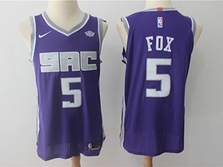 Kings #5 De'Aaron Fox Purple Nike Authentic Jersey