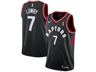 Raptors #7 Kyle Lowry Black 2019 the Final Champions jersey