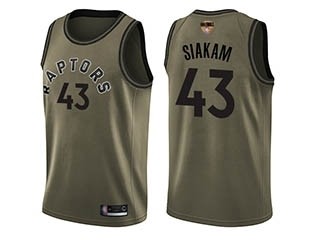 Raptors #43 Pascal Siakam Green Salute to Service 2019 Finals Bound Basketball Swingman Jersey