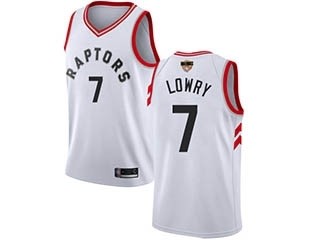 Raptors #7 Kyle Lowry White Association Edition 2019 Finals Bound Basketball Swingman Jersey