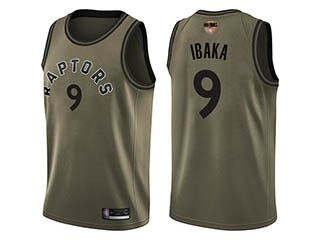 Raptors #9 Serge Ibaka Green Salute to Service 2019 Finals Bound Basketball Swingman Jersey