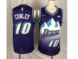 Jazz Conley #10 Purple Snow mountain retro new style Jersey