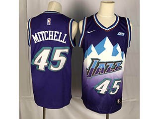 Jazz #45 Donovan Mitchell Purple Snow mountain retro new style Jersey