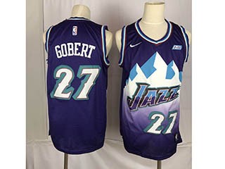 Jazz Gobert #27 Purple Snow mountain retro new style Jersey