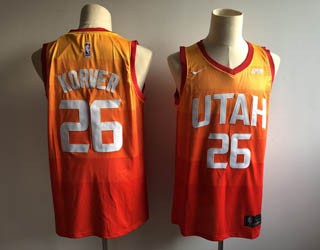 Jazz #26 Kyle Korver Orange 2018-19 City Edition Nike Swingman Jersey