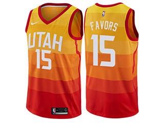 Nike Jazz #15 Derrick Favors Orange NBA Swingman City Edition Jersey