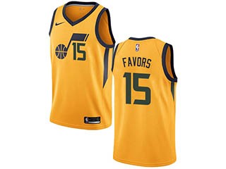 Nike Jazz #15 Derrick Favors Yellow NBA Swingman Statement Edition Jersey