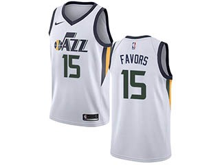 Nike Jazz #15 Derrick Favors White NBA Swingman Association Edition Jersey