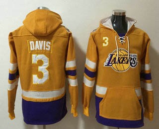 Men's Los Angeles Lakers #3 Anthony Davis NEW Yellow