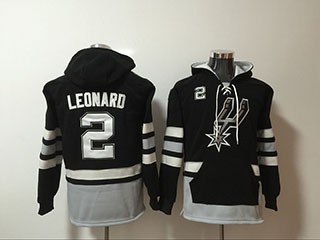 Spurs #2 Kawhi Leonard Black All Stitched Hooded Sweatshirt