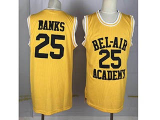 Tune Squad Banks #25 Yellow Stitched Movie Jersey