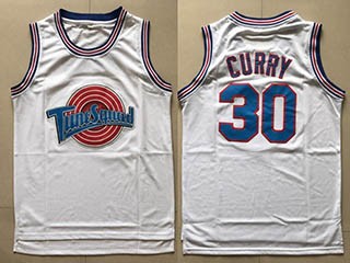 Tune Squad #30 Stephen Curry White Stitched Movie Jersey