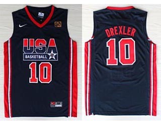 NBA USA Team 1992 Clyde Drexler #10 navy blue jersey