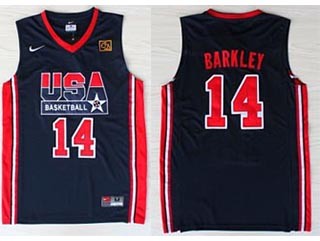 NBA USA Team 1992 Charles Barkley #14 navy blue jersey