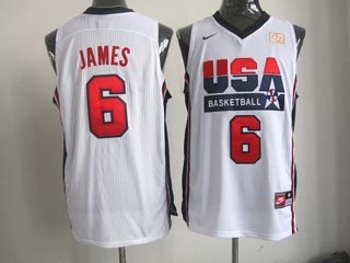 NBA Throwback Olympic Games USA LeBron James #6 white