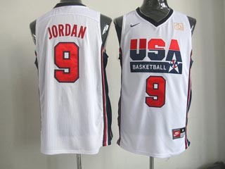 NBA Throwback Olympic Games USA Michael Jordan #9 white