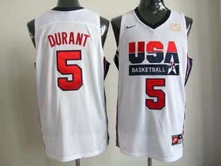 NBA Throwback Olympic Games USA Kevin Durant #5 white