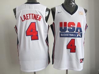 NBA Throwback Olympic Games USA Christian Laettner #4 white