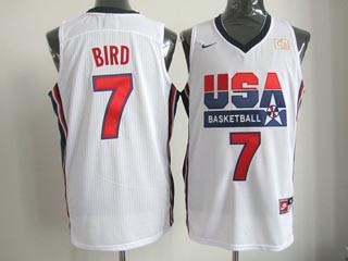 NBA Throwback Olympic Games USA Larry Bird #7 white