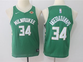 Bucks #34 Giannis Antetokounmpo Green Youth Nike Swingman Jersey