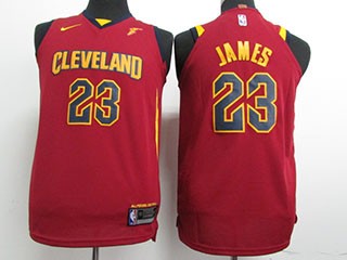 Kids Cavaliers #23 LeBron James Red Nike Jersey