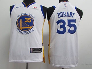 KIDS Warriors #35 Kevin Durant White Nike Jersey