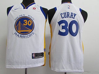 Kids Warriors #30 Stephen Curry White 2017-18 Nike Jersey