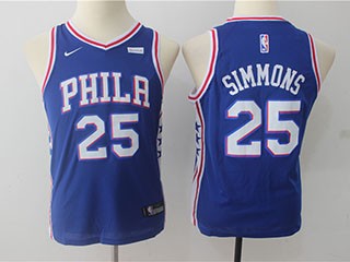 76ers #25 Ben Simmons Blue Youth Nike Jersey