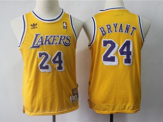 Lakers #24 Kobe Bryant Gold Youth Hardwood Classics Jersey