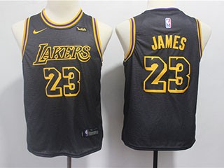 Lakers #23 Lebron James Black 2018-19 City Edition Youth Nike Swingman Jerseys