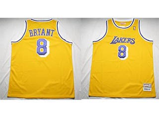 NBA Throwback Los Angeles Lakers KOBE BRYANT #8 Yellow kids jersey