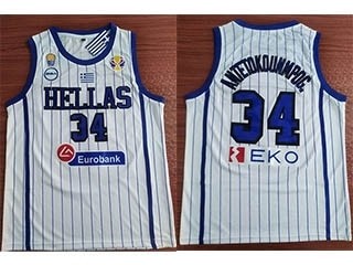 NBA Hellas Antetokounmpog. #34 2019 FIBA Basketball World Cup White jersey