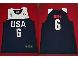 NBA USA James #6 2019 FIBA Basketball World Cup navy blue jersey