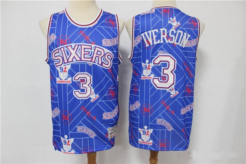 76ers Iverson #3 Blue Tear Up Pack Swingman Jersey