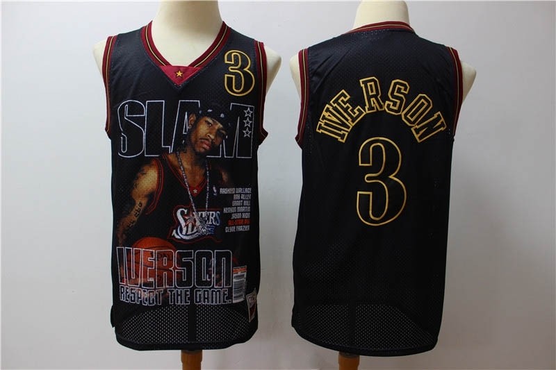 NBA 76ers #3 Allen Iverson Big Slam Black Retro limited edition Jersey