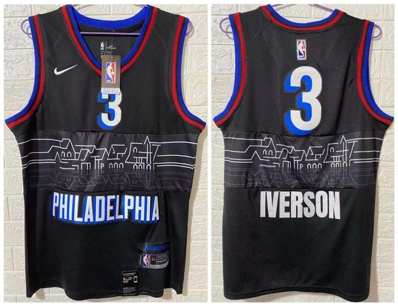 NBA Philadelphia 76ers #3 Allen Iverson Black 2020-21 City Edition Nike Swingman Jersey