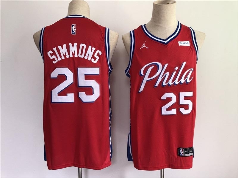 Men's Philadelphia 76ers #25 Simmons Red New 2020-2021 NBA Jersey