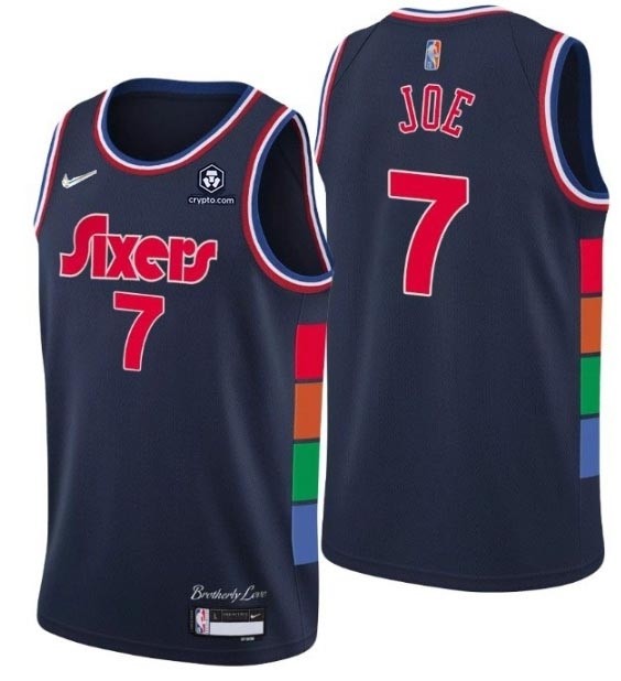 Men's Philadelphia 76ers #7 Isaiah Joe 2021-22 City Edition Navy 75th Anniversary Swingman Jersey