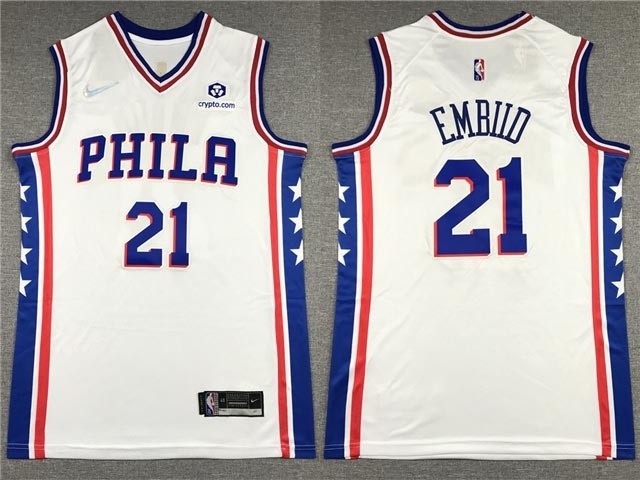 Philadelphia 76ers #21 Joel Embiid White Swingman Jersey