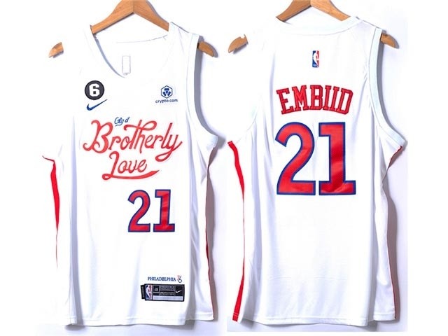 Men's Philadelphia 76ers #21 Joel Embiid 2022-23 White City Edition Swingman Jersey